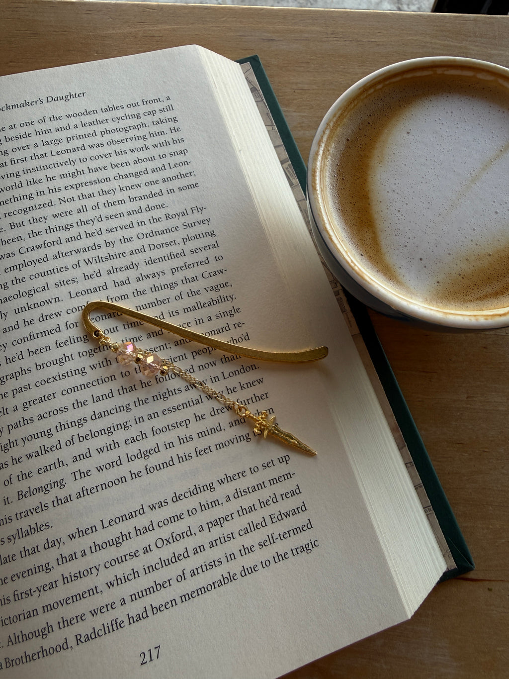 Metal Sword Charm Bookmark - Crystal Pink